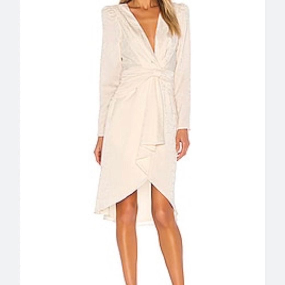 Revolve LPA Deep V champagne Katya dress